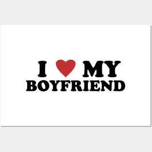 I Love My Boyfriend Heart My Girlfriend  Valentine Gift Valentine_s Day Girlfriend Couple Posters and Art